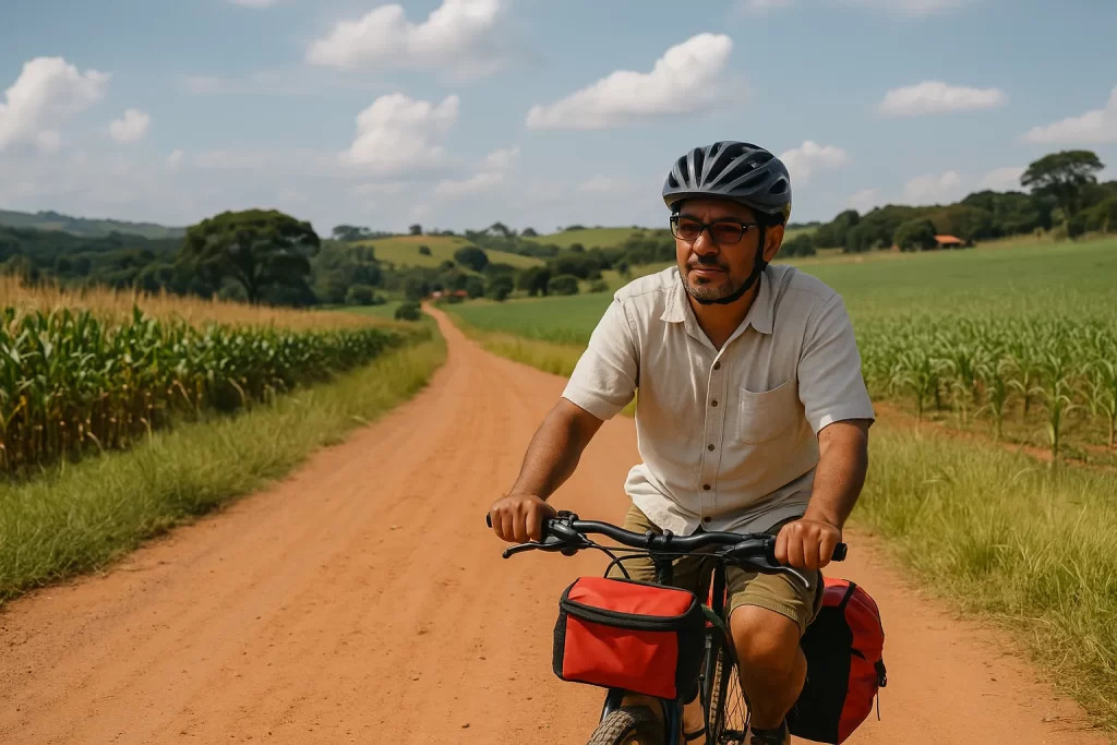 Cicloturismo Muda Sua Vida - Ciclistas em uma estrada, representando como o cicloturismo pode mudar a vida das pessoas.